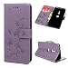 Produktbild Edauto Sony Xperia XZ3 Hülle Leder Case Schutzhülle Wallet Flipcase Lotus Schmetterling PU Handyhülle Handytasche Geldbörse Karteneinschub Magnetverschluß Ständer Klapptasche Tasche Hellviolett