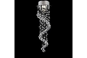 TRADE® Plafoniere Moderno Lampadario LED Spirale Sfera Goccia di Pioggia K9 Cristallo Illuminazione a Sospensione Apparecchio per Alberghi Corridoio Ingresso Arredamento D7.9 Pollici * H25.2 Pollici