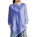 Produktbild UFACE Damen Frauen Baumwolle Langarm Top Sommer Vintage Baumwolle Leinen Langarm Shirt Casual Lose Bluse Tee Top(Blau,EU/42CN/M)