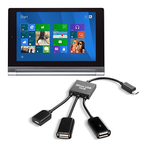 kwmobile 3in1 Micro USB OTG Hub Adapter für Lenovo Yoga Tablet 2 Pro 13 (1380) - Mikro USB Verteiler in Schwarz
