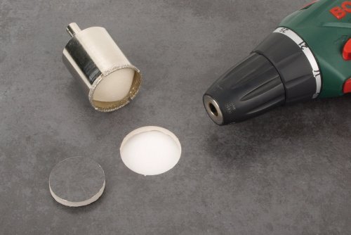 Wolfcraft 5926000 1 Diamant-Lochsäge Ceramic mit Schwamm, 10 mm Schaft Ø 35 - 5