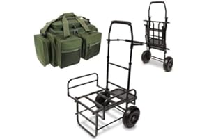 NGT DYNAMIC FISHING TROLLEY CARP COARSE MATCH FOLDS FLAT TWIN WHEEL LARGE BASE XPR CARRYALL BAG