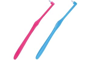 通用 2-Pack Interspace Compact Soft Toothbrush - Single Tufted Gum Brush for Sensitive Gums & Deep Cleaning - Medium Gum Care - Precision Plaque Removal - Light Blue & Pink