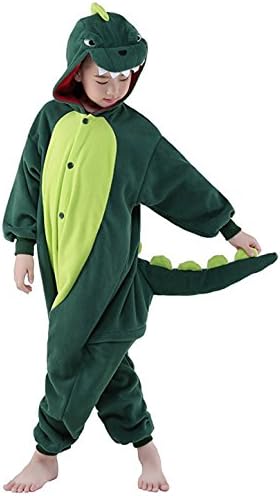 Children Kigurumi Kids Onesies Animal Pajamas Holloween Party Cosplay Costume Warm Sleepwear(Green Dinosaur, 85#(Fit height:35.4"-43"/90-110cm))
