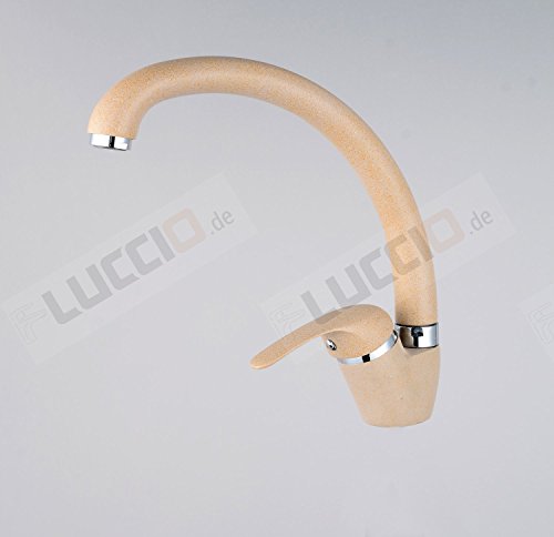 ZXC 4100-8D Granit Qualitäts Einhand Spültisch Mischbatterie Armatur Beige- NEU - 6