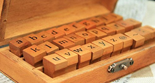 Dosige Gummi-Stempel Englisch Alphabet Briefmarken Holzbox mit Buchstaben (Alphabet) Sonderzeichen Wood Stamps - 8