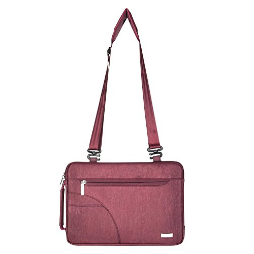 MOSISO Polyester stoßfeste Laptop Hülle Tasche Umhängetasche mit Handgriff für 13-13,3 Zoll MacBook Pro, MacBook Air, Notebook und Tablet, Weinrot - 6