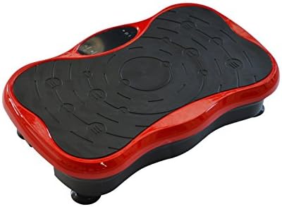 Roneyville Ultra Compact Thin Vibration Power Plate with USB Music Player โ Xtreme Fitness Crazy Fit Style Slim Massage Fitness Oscillating Vibration Plate Mini - 2500w Peak Power Silent Drive Motor, 99 Speed, 5 Exercise Programmes, 2 x FREE Spring Power Cords (Red)