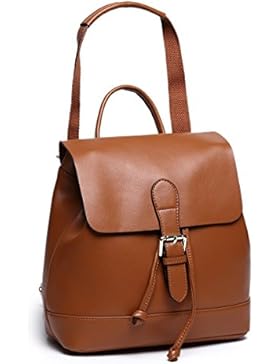 Echt Leder Kordelzug Rucksack Damen Casual Schulrucksack Laptop Schultertasche Groß Tasche für Frauen Mädchen