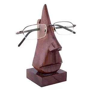 Purpledip Wooden Spectacles Stand Glasses Holder 'Nosey Nose': Classy Design Sophisticated Gift (10739)