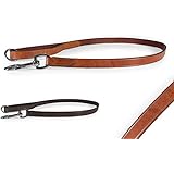 Classic-Line von Pear Tannery: Hundeleine aus weichem Vollrindleder, Breite 2,0cm, cognac