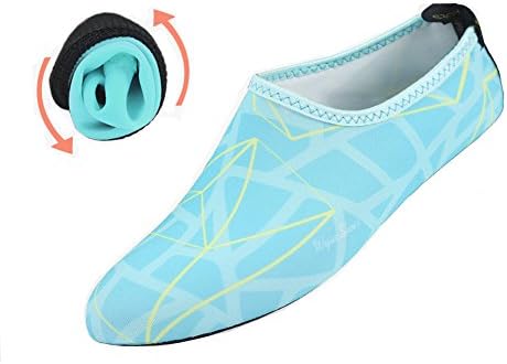 Beach Socks FYHAP Barefoot Shoes Water Fin Sock Perfect for Barefoot Water Sports Snorkeling Scuba Diving Swimming Surfing and Yoga (Blue, XL(UK 6.5-7.5))