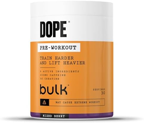 Bulk Polvere Pre-Workout Dope | Frutti di Bosco | 3 g di creatina per porzione | 200 mg di caffeina | Citrullina malato e arginina AKG | Beta-alanina | Energia, concentrazione e prestazioni | 510 g