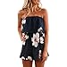 Produktbild Sonnena Blusen Dame Langarmshirt Frauen Sommer aus Schultergürtel rückenlos sexy Spielanzug Print Floral Overall Polyester/Fashion/Playsuits/Print/Schrägstrich/Off Shoulder (Sexy Schwarz, 3XL)