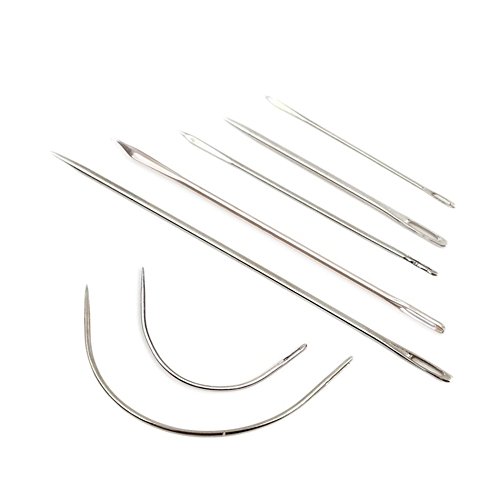 7-teilig gebogen Polster-Nähnadeln Nähnadeln mit gewachster Kordel Bohren Ahle und Fingerhut für Leder Reparatur - 3