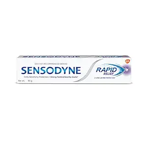 Sensodyne Toothpaste: Rapid Sensitivity Relief Toothpaste, Dentist Recommended Brand, 80 gr