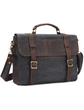 Etasche Vintage Messenger Bag / Umhängetasche / Schultertasche / Unitasche / Collegetasche aus Canvas Leder Unisex...