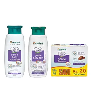 Himalaya Baby Shampoo (400 ml), Gentle Bath (400ml) and Gentle Soap Value Pack, 4 * 75g Combo
