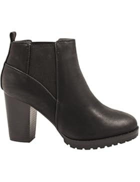 Elara Damen Stiefeletten | Klassische Ankle Boots | Chelsea Boots Blockabsatz |chunkyrayan