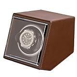 Uhrenbeweger Fur Automatikuhren Polygon Schöne Uhr Display Stand Automatische Uhr Winder Box Aufbewahrungskoffer Für 1 Armbanduhr,Leather-Brown