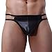 Produktbild LUCKYCAT Herren Männer Briefs Lack Leder PU Unterhose Wetlook Slips Unterwäsche Shorts Tanga Jockstrap Schwarz Boxershorts Unterwäsche Herren Slip Unterhose Lack Leder PU Schwarz (Schwarz, Small)