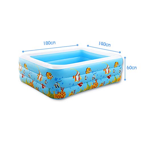 Preisvergleich Produktbild BEAGHTY Rechteckiger Familien-Swimmingpool Für Kinder Planschbecken Mit Pumpe Für Kinder, Erwachsene, Familien, Hinterhof, Innen & Außen, 180 * 140 * 60Cm