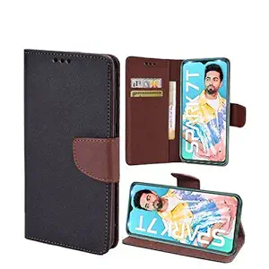 Stylish Luxury Flip Cover Magnetic Lock Diary Wallet Style Flip Cover Case for Tecno Spark 7T - Black Brown