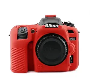 NEOHOOK Silicon Cover for Nikon D7500 Camera Case, Professional Silicone Rubber Camera Case Cover Detachable Protective for Nikon D7500 - Red