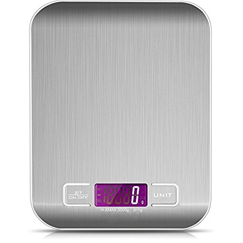 Digitale Küchenwaage,Splaks Hohe Präzision Electronische Waage Digitalwaage Briefwaage mit großem LCD-Anzeige und einem rostfreien Platform zum Messen von Zutaten wie Gewürzen,Mehl,Reis,Briefen und Briefmarken-Silbrig - 5
