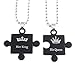 Produktbild Hzzzzz 2 Pack Couple Puzzles Necklaces Her King His Queen Letter Crown Pattern Pendants Black Metal Necklaces Present for Lover