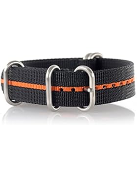 VK von Buran01.com WATCH STRAP FOR NATO NYLON STRONG ZULU Black/Orange (schwarz) 20mm