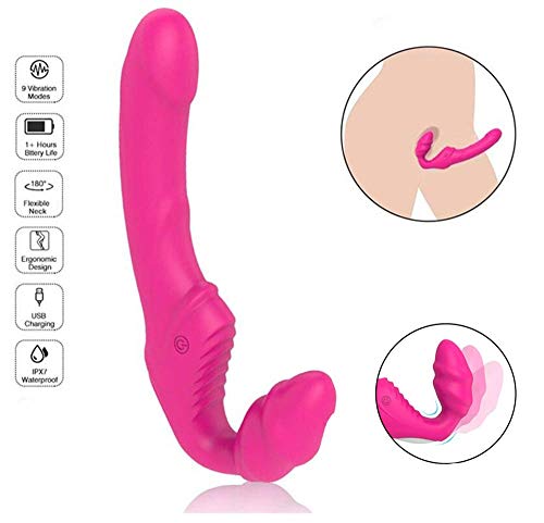 Masturbation Cup Wireless Remote Control Strapless Dildos Ibrator Double Penetration Clitoris Stimulator G-Point Massager with 9 Modes Sex Toys for Women Lesbian and Couple