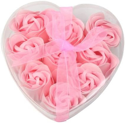 9pcs Bath Body Flower Heart Favor Soap Rose Petal Wedding Decoration Gifts - Pink