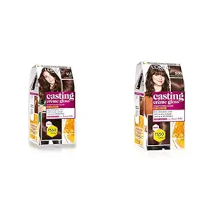 LOreal Paris Casting Creme Gloss Hair Color, Iced Chocolate 415, 87.5g+72ml and LOreal Paris Casting Creme Gloss Hair Color, Medium Brown 500, 87.5g+72ml