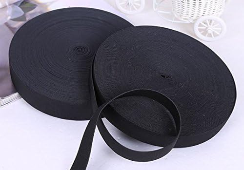 White / Black 2.2 Yards 2 meters Length 1.96" 5cm Width Elastic Cord Elastic Band Elastic Rope Bungee Heavy Stretch Knit Elastic Spool (black)