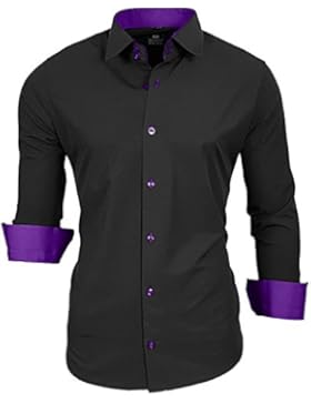 Rusty Neal Herren Kontrast Hemd Business Hochzeit Freizeit Slim Fit S bis 6XL A44