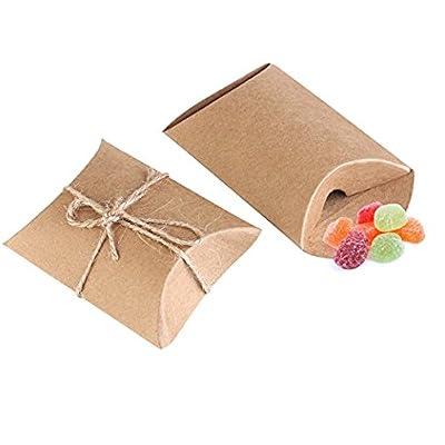 Bindex Boîtes Cadeaux Bindex Boîtes Cadeaux Kraft Vintage Natural Pillow pour Wedding Party Boîtes Candy 50 Pièces