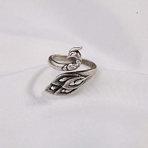 suxi Joyería de Plata Hechos a Mano, 925 Apertura del Anillo de Plata de Phoenix, el Dedo índice Femenina Anillo de la joyería,Silver