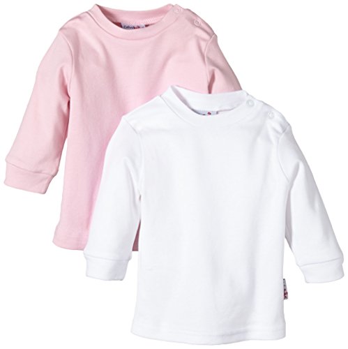 Julius Hüpeden Baby Girls im Basic Design im praktischen Doppelpack Plain Long Sleeve Jumper, Multicoloured (Rosa / Weiss Rosa / Weiss), 0-3 Months (Herstellergröße: 50)