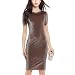Produktbild 2017 Frühling und Sommer der neue Ankunftsfrauen Rundhals Rock kurze Hülse Samtkleid Schwanenkleid-Art und Bleistifts , brown , m