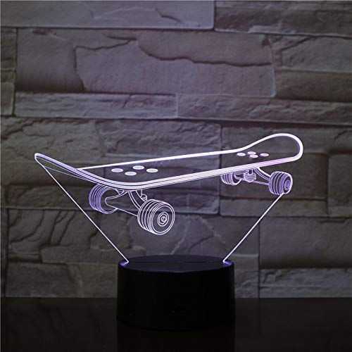 Preisvergleich Produktbild Skateboard 3D led nachtlichter Romantisches Schlafzimmer Schreibtisch lampen Liebhaber Paar Geschenke Kinder Schlaf Lichter 2 kein Controller