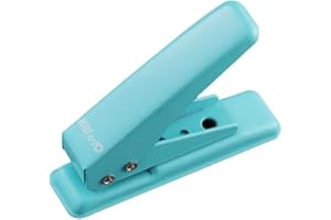 H-LYU 1 Piece Hole Puncher Single Hole Paper Punch Handheld Hole Puncher Low Force One Hole(1/4" Holes) Metal Perforator for Paper, Chipboard, Index Cards (Green)
