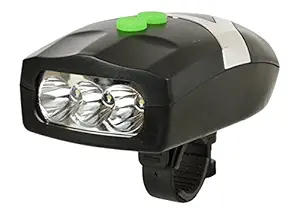 Dark Horse CE Plastic 3 LED Front Head Light & Loud Horn Bell for Bicycle (Standard , Black)
