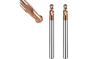 ASNOMY Lot de 2 fraises à tête sphérique VHM - Diamètre : 4 mm - Revêtement AlTiN HRC 55 - Fraises à tête sphérique en carbure de tungstène - Fraise à graver CNC à 2 dents - Pour métal