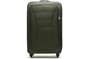 MISAKO Maleta de Tela Mediana de Viaje Leslie Verde Unisex - Equipaje Blando semirrígido de 67 X 42 X 23 cm de 4 Ruedas