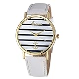 WZFCSAE Heißer Frauen Striped Anchor Analog Leder Anker Damen Uhren Frauen Luxusmarke Relogio Feminino, Gold Weiß