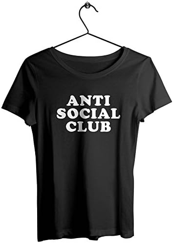 Anti Social T SHIRT WOMENS Anti Social Club - Tee top tank Deep Scoop Loose Shirt Funny Vintage Fashion Feminist Clothing, Kawaii