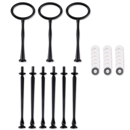3 Set schwarz Oval Metallstange Mittellochausstech 2 bis 3 Etage für Hochzeitstorte Etagere Tortenständer Tortenhalter Torten - 5