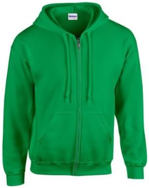MAKZ GILDAN Men's 18600 Heavy Blend Full Zip Hoodie Hooded Sweatshirt Irish Green Large