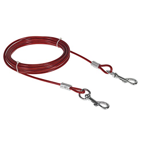CHAPUIS-SELLERIE-SLA604-Tether-for-dog-Red-sheathed-cable-spring-hooks-Diameter-5-mm-Length-450-m
